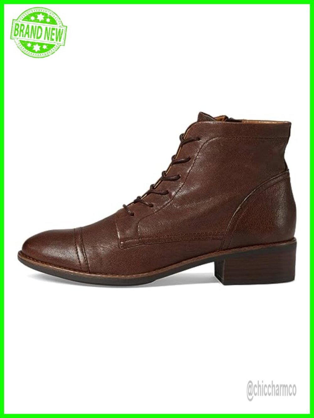 Comfortiva Cordia Full-Grain Leather Lace-Up Bootie with Memory Foam